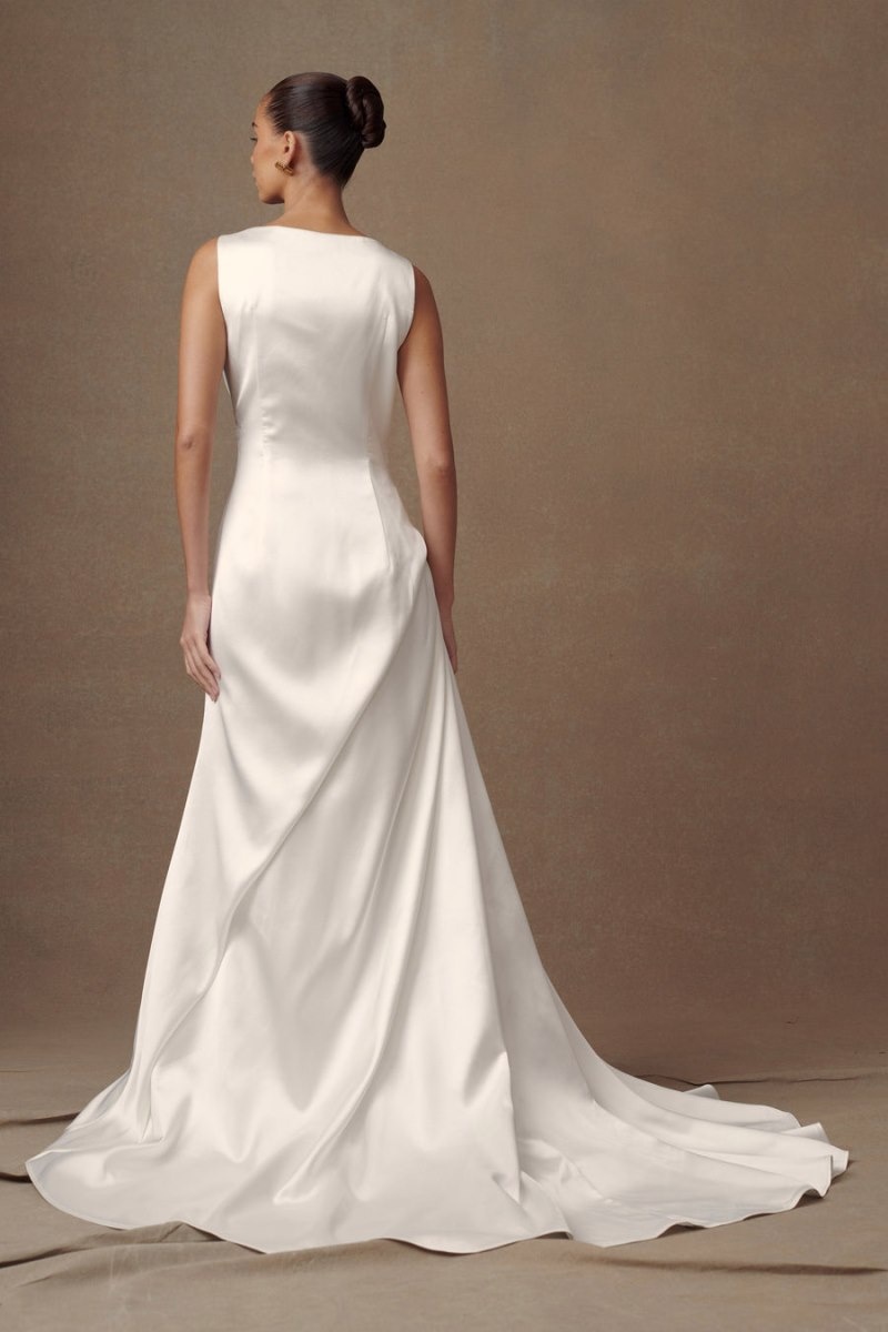 Women's Meshki Fontanne Satin Wedding Gown Wedding Dress White Australia | I1G-7210