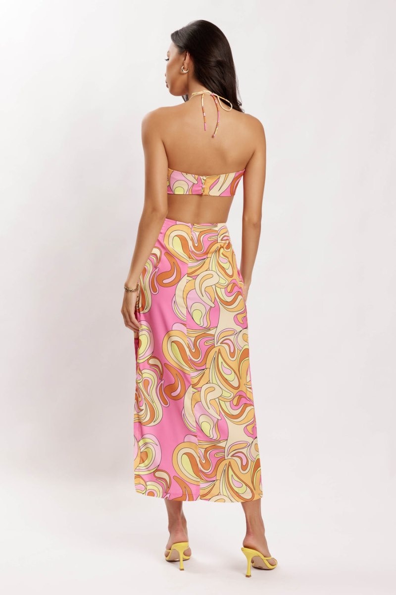 Women's Meshki Frankie Two Tone Satin Maxi Skirts Flower Australia | S4Z-8897