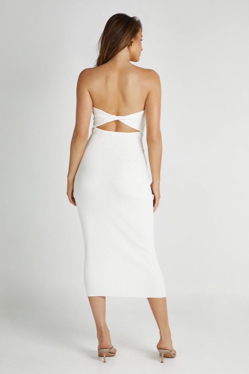 Women's Meshki Gabrielle Twist Knit Midi Dress White Australia | A8S-4945