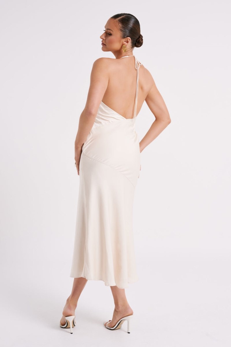 Women's Meshki Geena Halter Midi Dress Beige Australia | V4O-5070