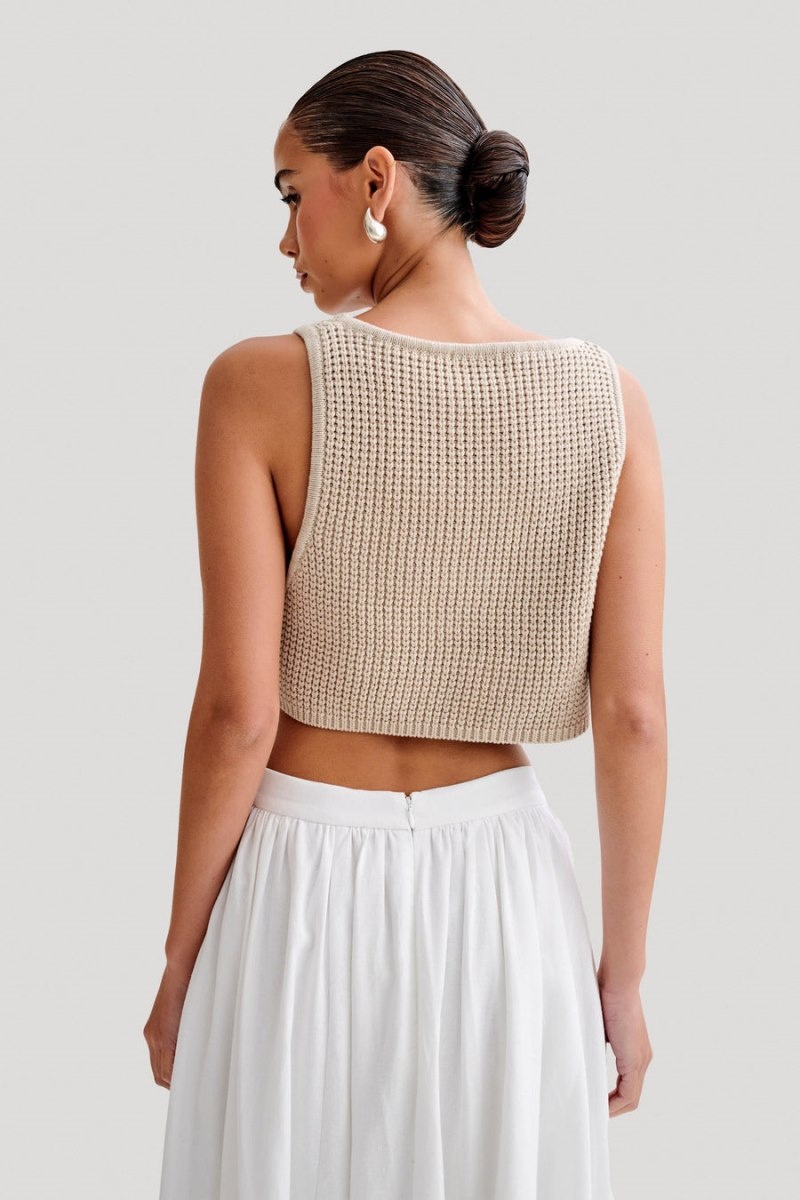 Women's Meshki Gianni Sleeveless Knit Tops White Australia | H0J-2810