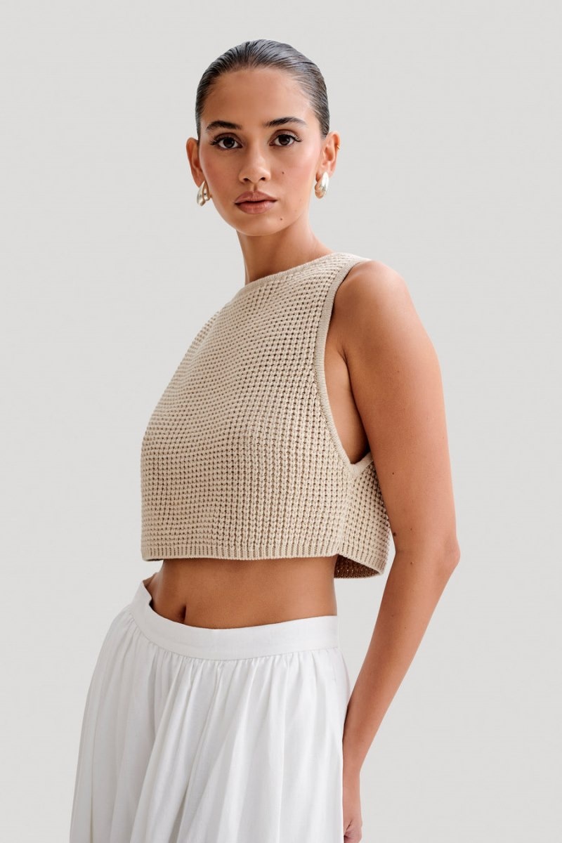 Women's Meshki Gianni Sleeveless Knit Tops White Australia | H0J-2810