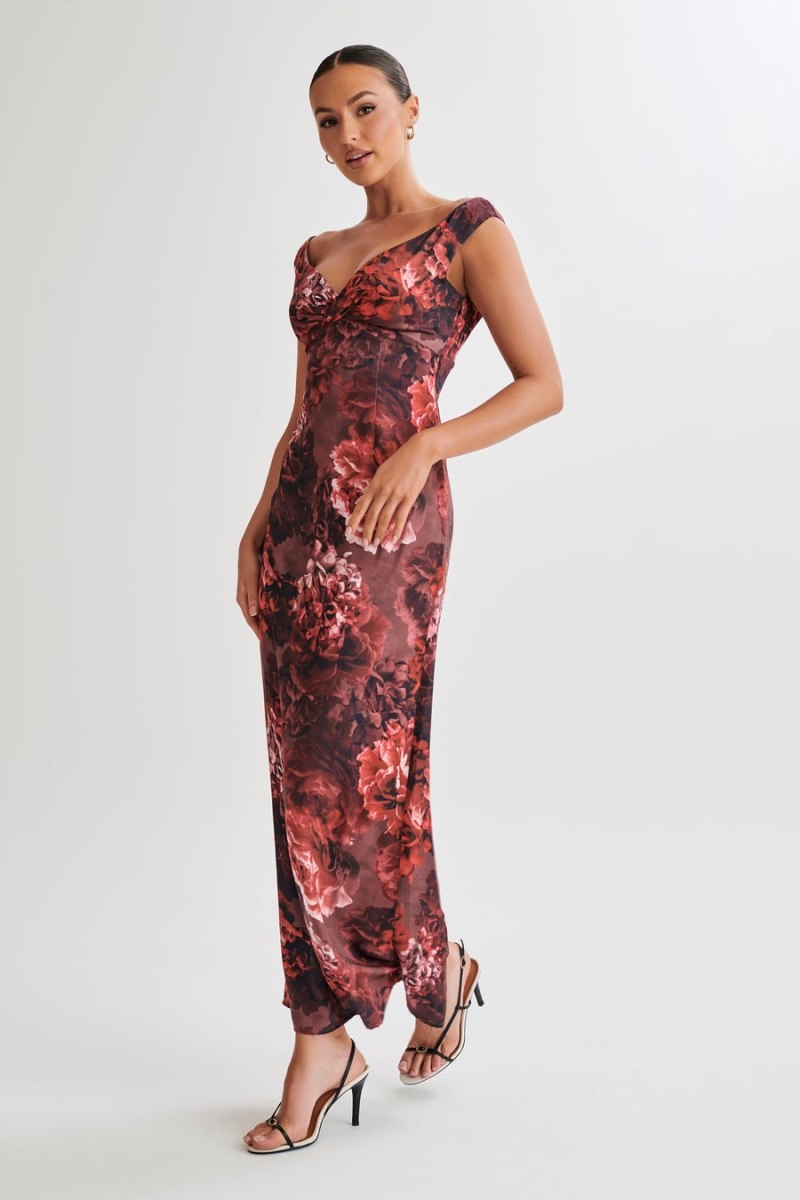 Women's Meshki Giavanni Off Shoulder Maxi Dress Flower Australia | E6Z-0695