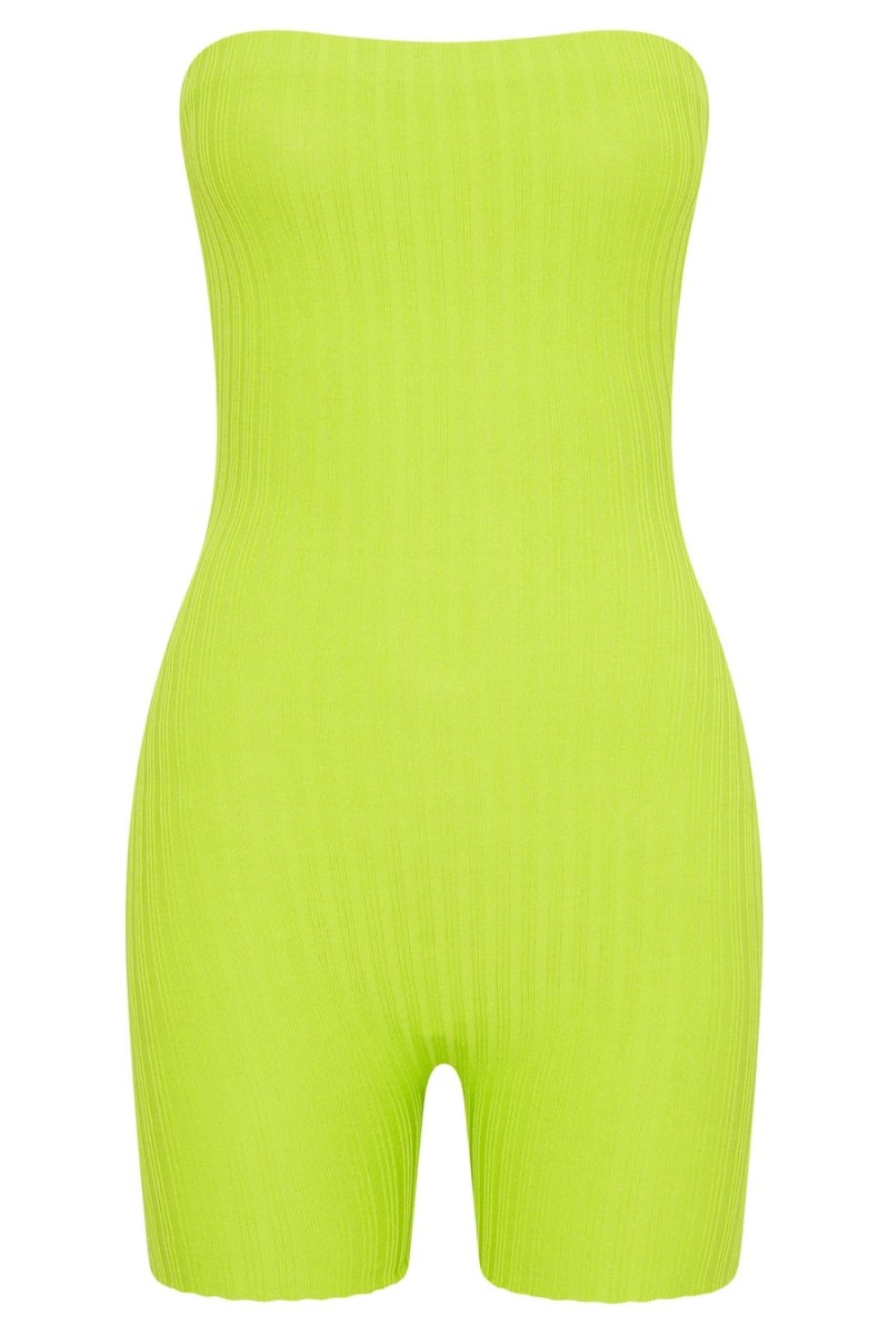 Women's Meshki Ginny Strapless Knitted Playsuit Green Australia | S0B-4042