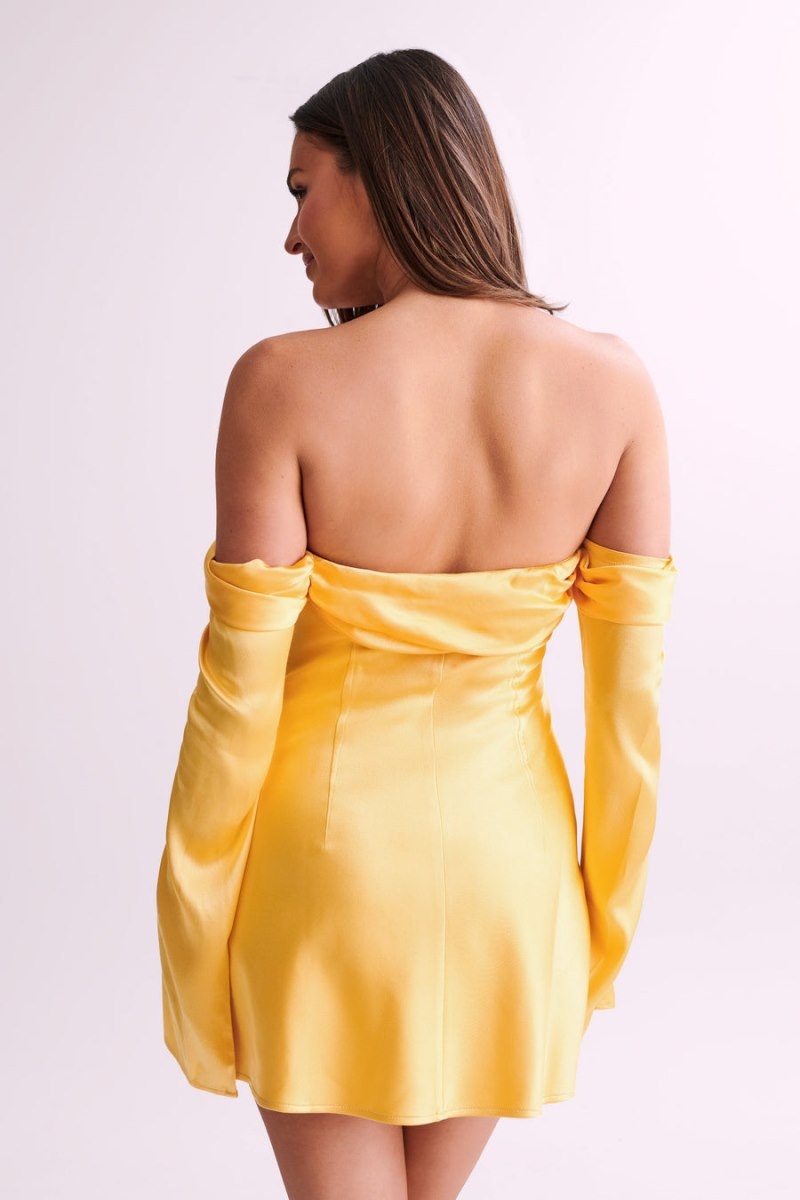 Women's Meshki Giselle Off Shoulder Satin Mini Dress Mango Australia | E4H-9917