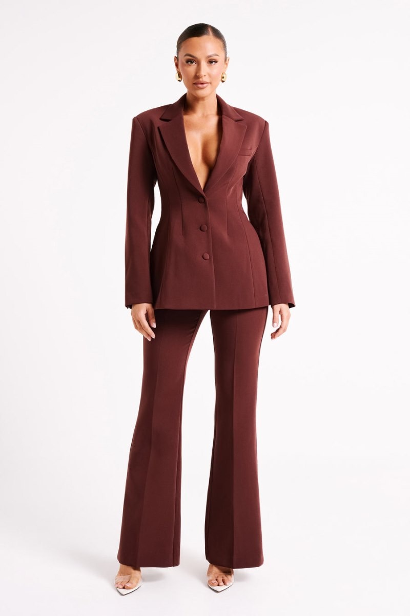 Women's Meshki Greer Hourglass Suiting Blazers Dark Chocolate Australia | L4K-4589