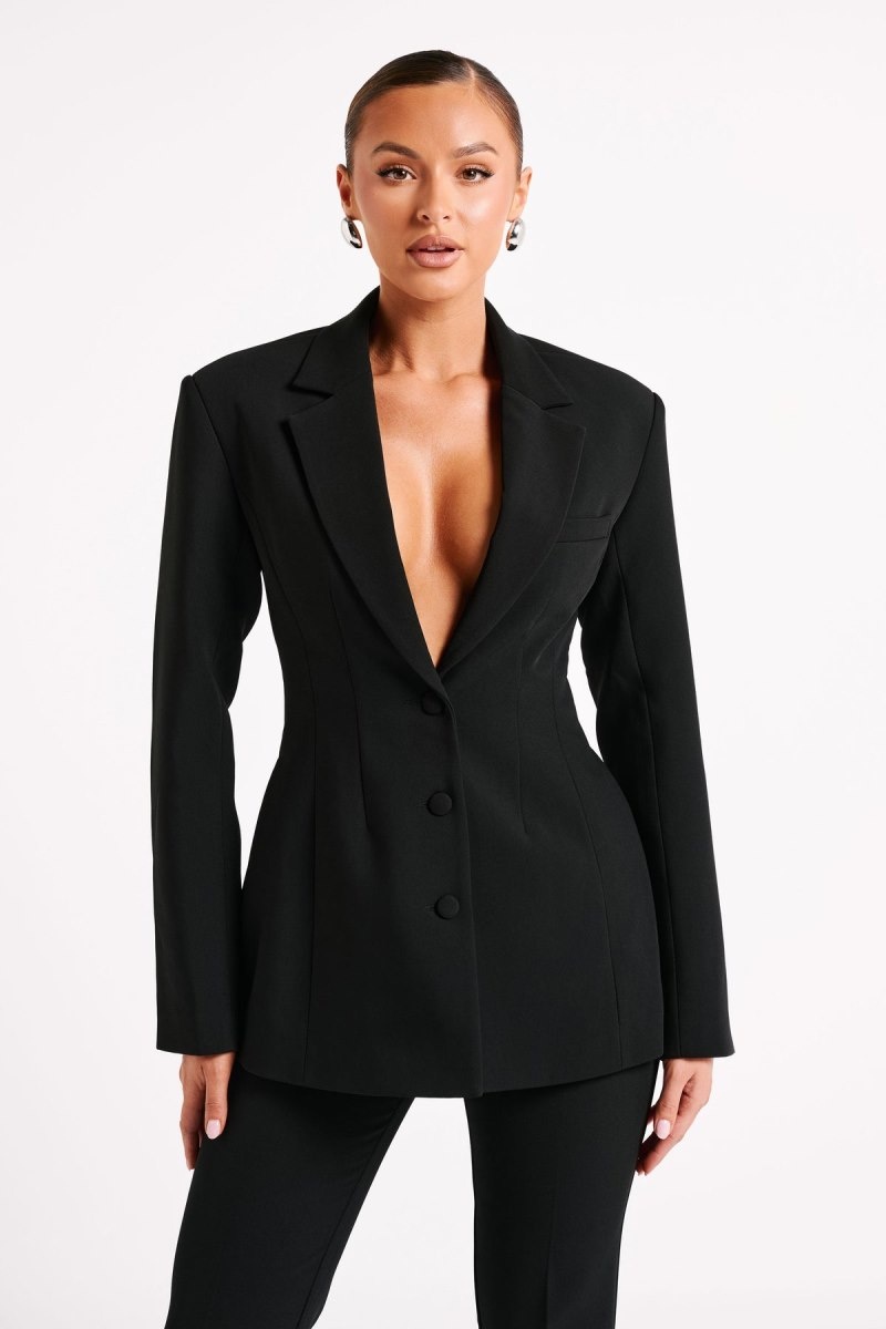 Women\'s Meshki Greer Hourglass Suiting Blazers Black Australia | K6I-0665