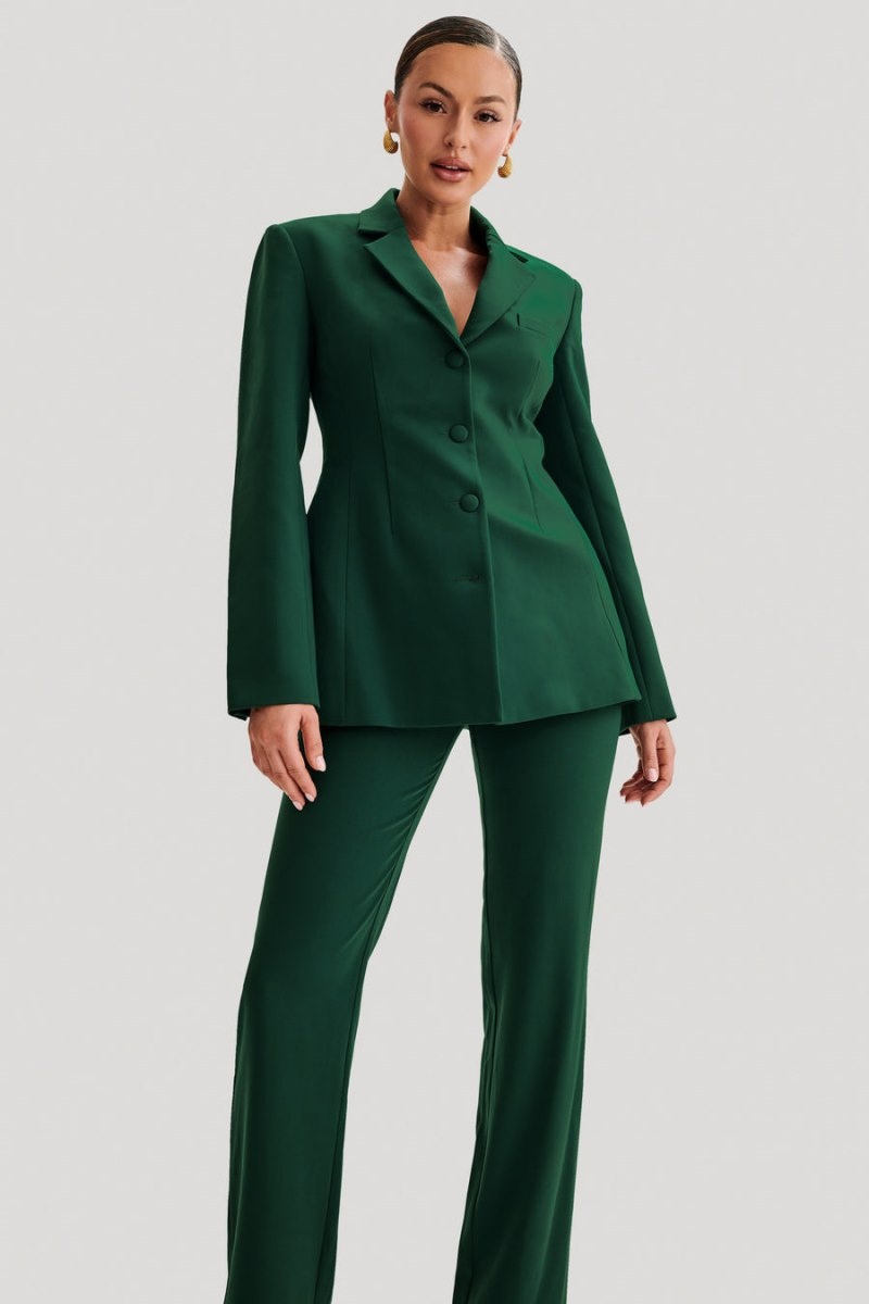 Women's Meshki Greer Hourglass Suiting Blazers Green Australia | V4C-5607