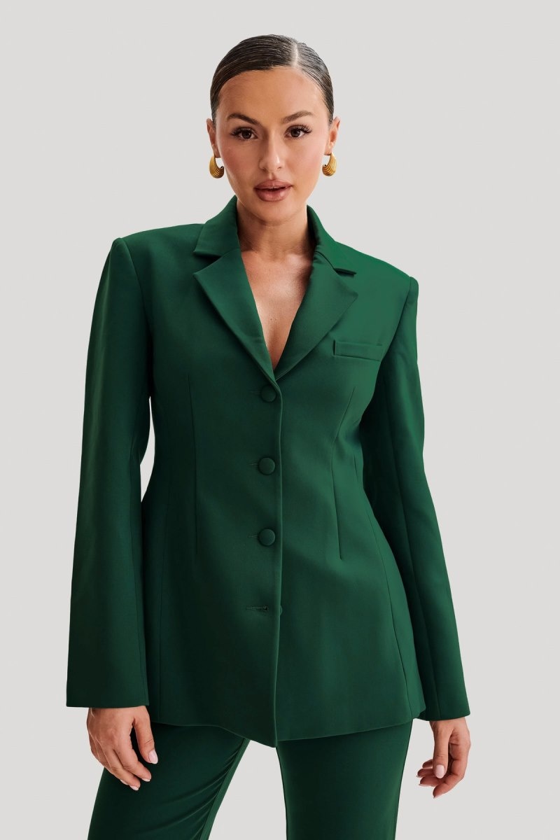 Women\'s Meshki Greer Hourglass Suiting Blazers Green Australia | V4C-5607