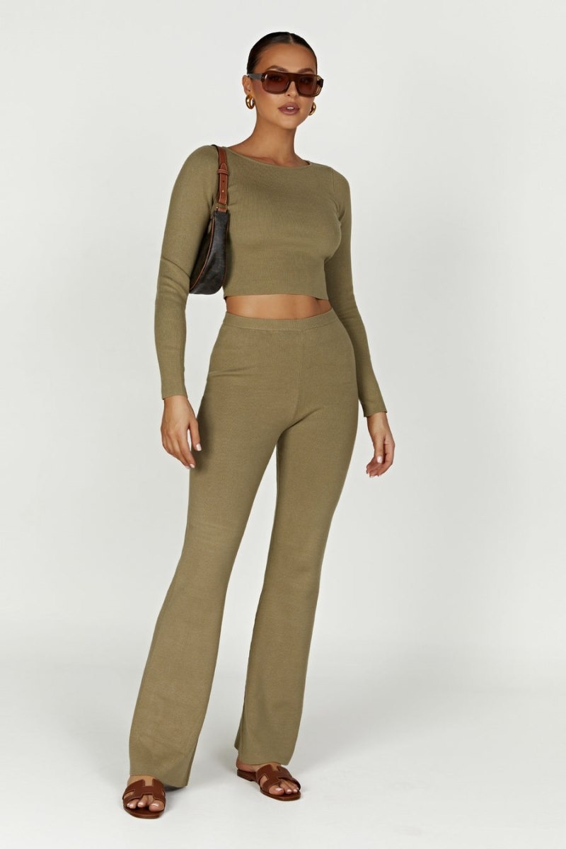 Women's Meshki Haisley Long Sleeve Knit Tops Olive Australia | A1K-8661