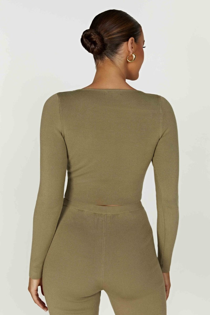 Women's Meshki Haisley Long Sleeve Knit Tops Olive Australia | A1K-8661