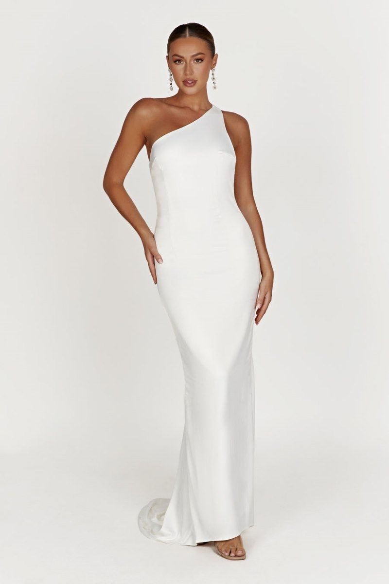 Women's Meshki Harper One Shoulder Gown Wedding Dress White Australia | H1B-5508