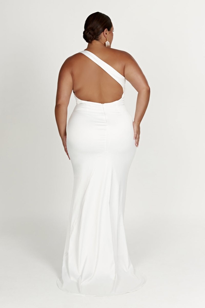 Women's Meshki Harper One Shoulder Gown Wedding Dress White Australia | H1B-5508