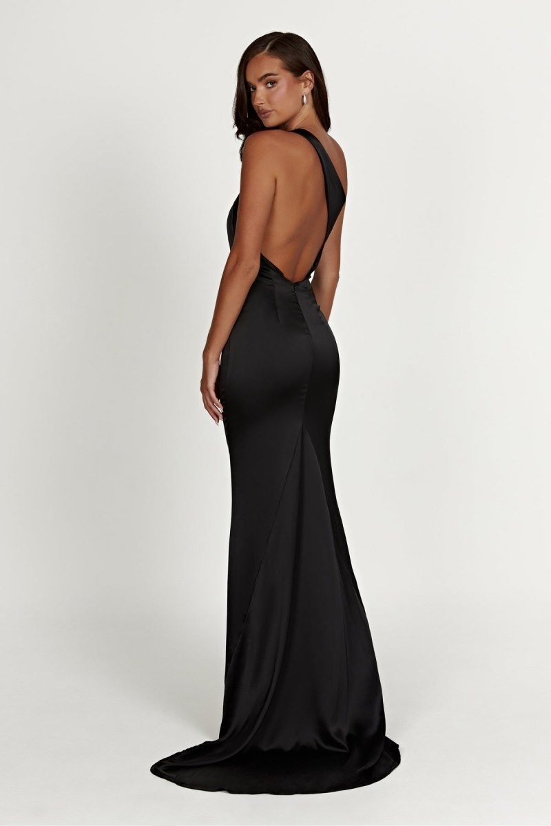 Women\'s Meshki Harper One Shoulder Gown Wedding Dress Black Australia | K1R-6276