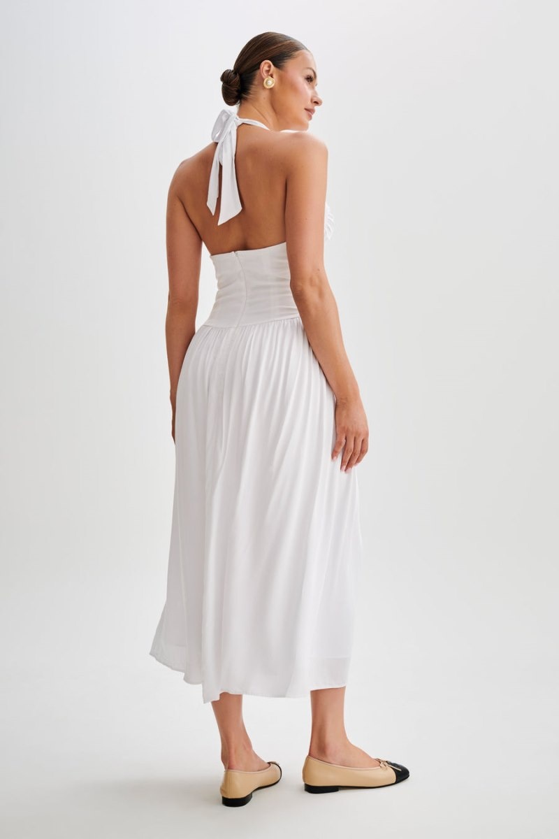 Women's Meshki Harriette Halter Midi Dress White Australia | M2U-7507