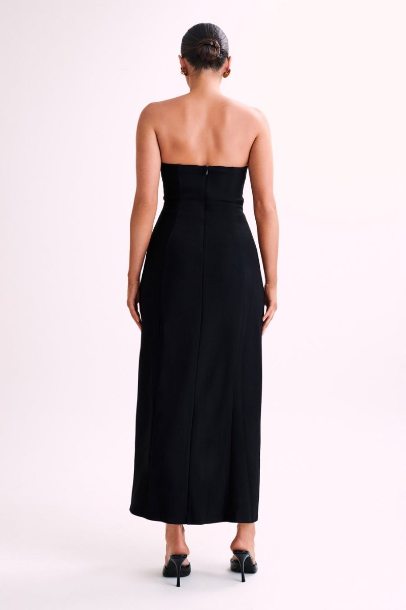 Women's Meshki Haven Strapless Rose Maxi Dress Black Australia | G6F-7933