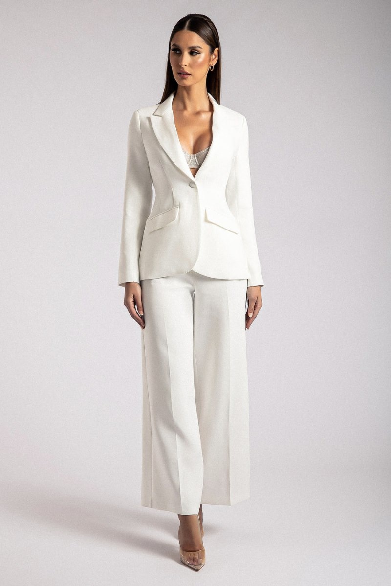 Women's Meshki Helda Fitted Cinched Waist Blazers White Australia | U6K-7839