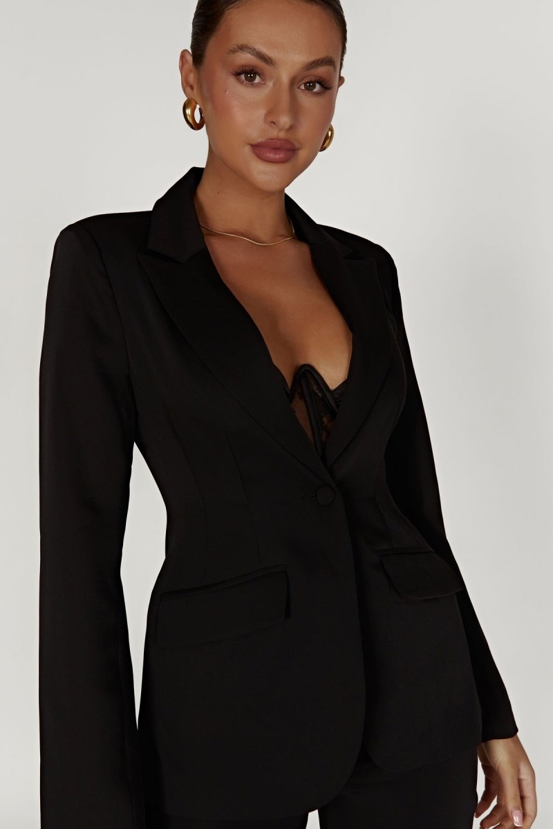 Women\'s Meshki Helda Fitted Cinched Waist Blazers Black Australia | A3W-2073