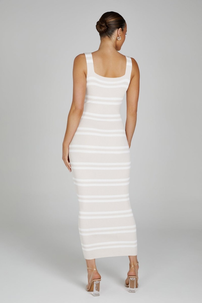 Women's Meshki Henrietta Stripe Knit Maxi Dress White / White Australia | H9T-6125