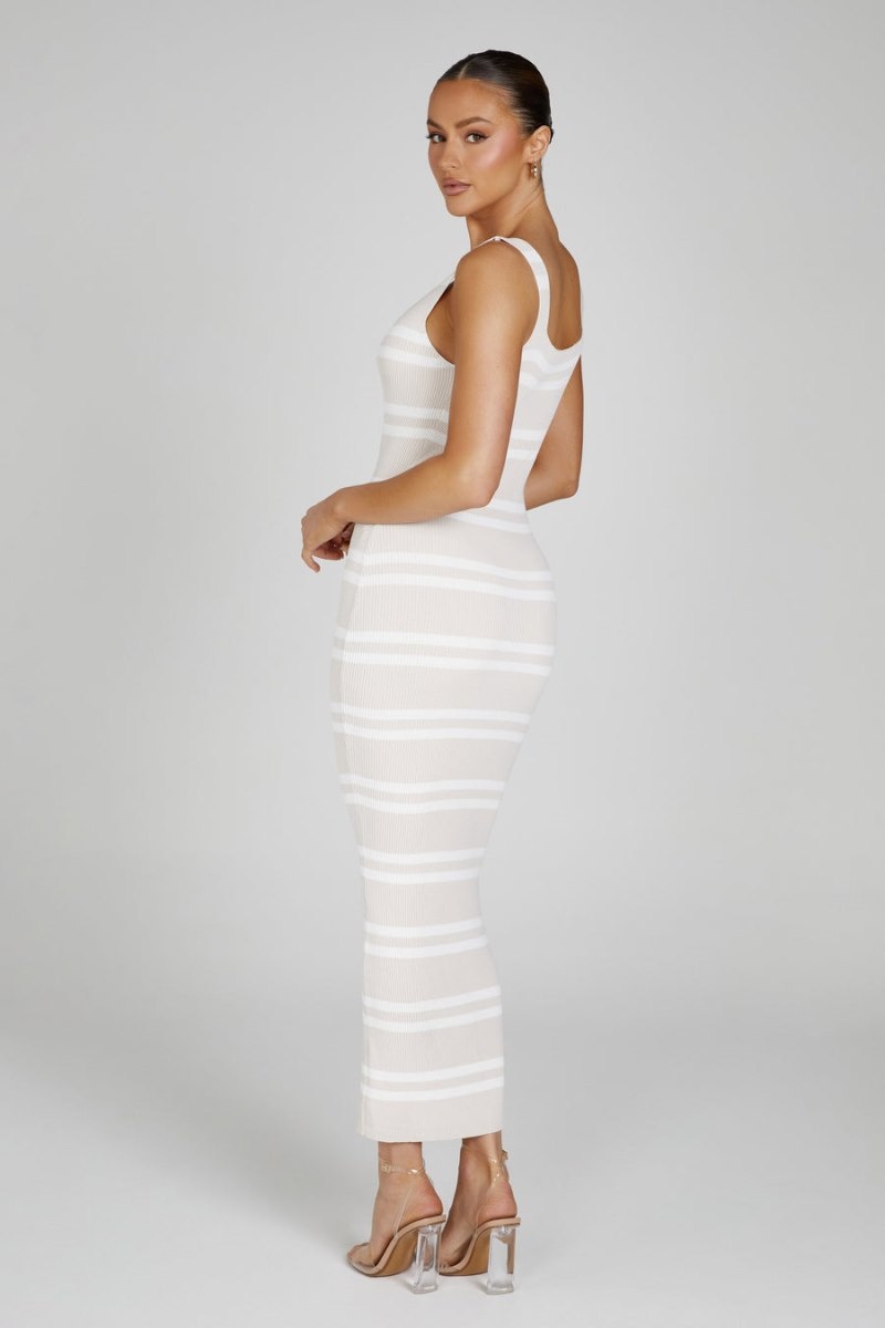 Women's Meshki Henrietta Stripe Knit Maxi Dress White / White Australia | H9T-6125