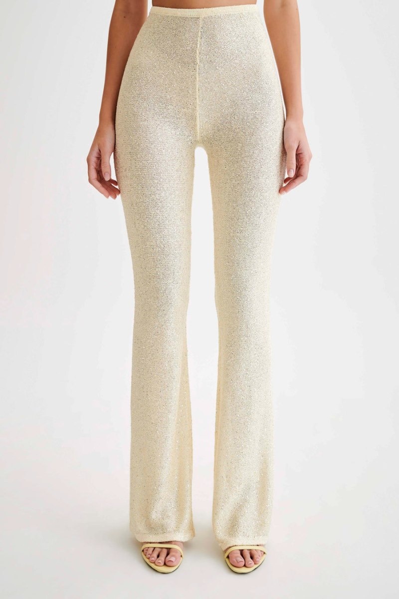 Women's Meshki Huntley Sequin Knit Pants Lemon Australia | Z1D-3882