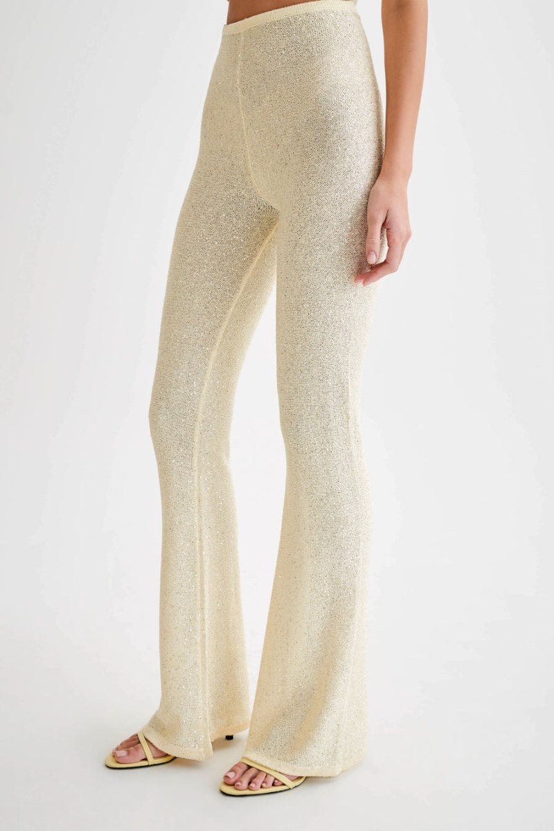 Women's Meshki Huntley Sequin Knit Pants Lemon Australia | Z1D-3882