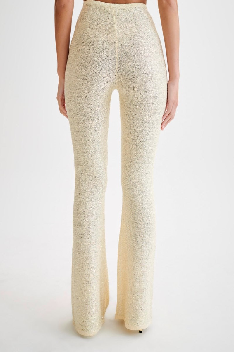 Women's Meshki Huntley Sequin Knit Pants Lemon Australia | Z1D-3882