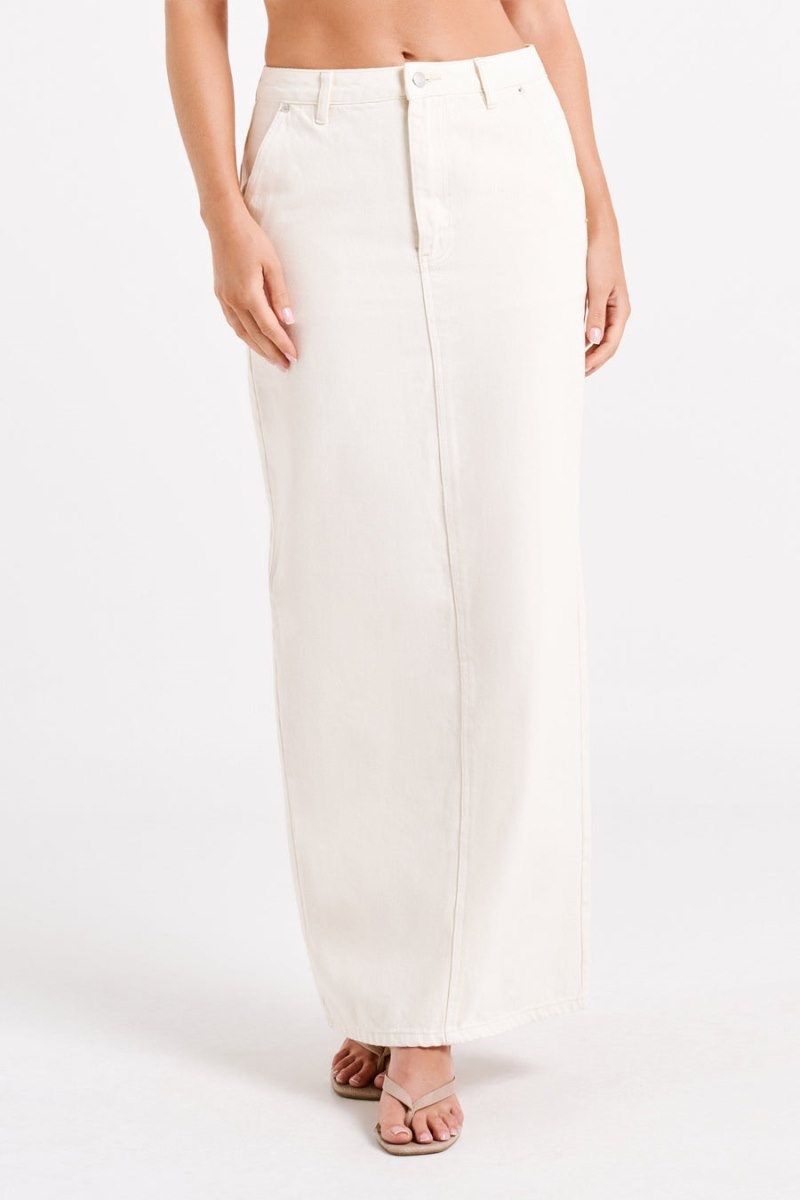 Women's Meshki Illona Denim Maxi Skirts White Australia | Y3P-9359