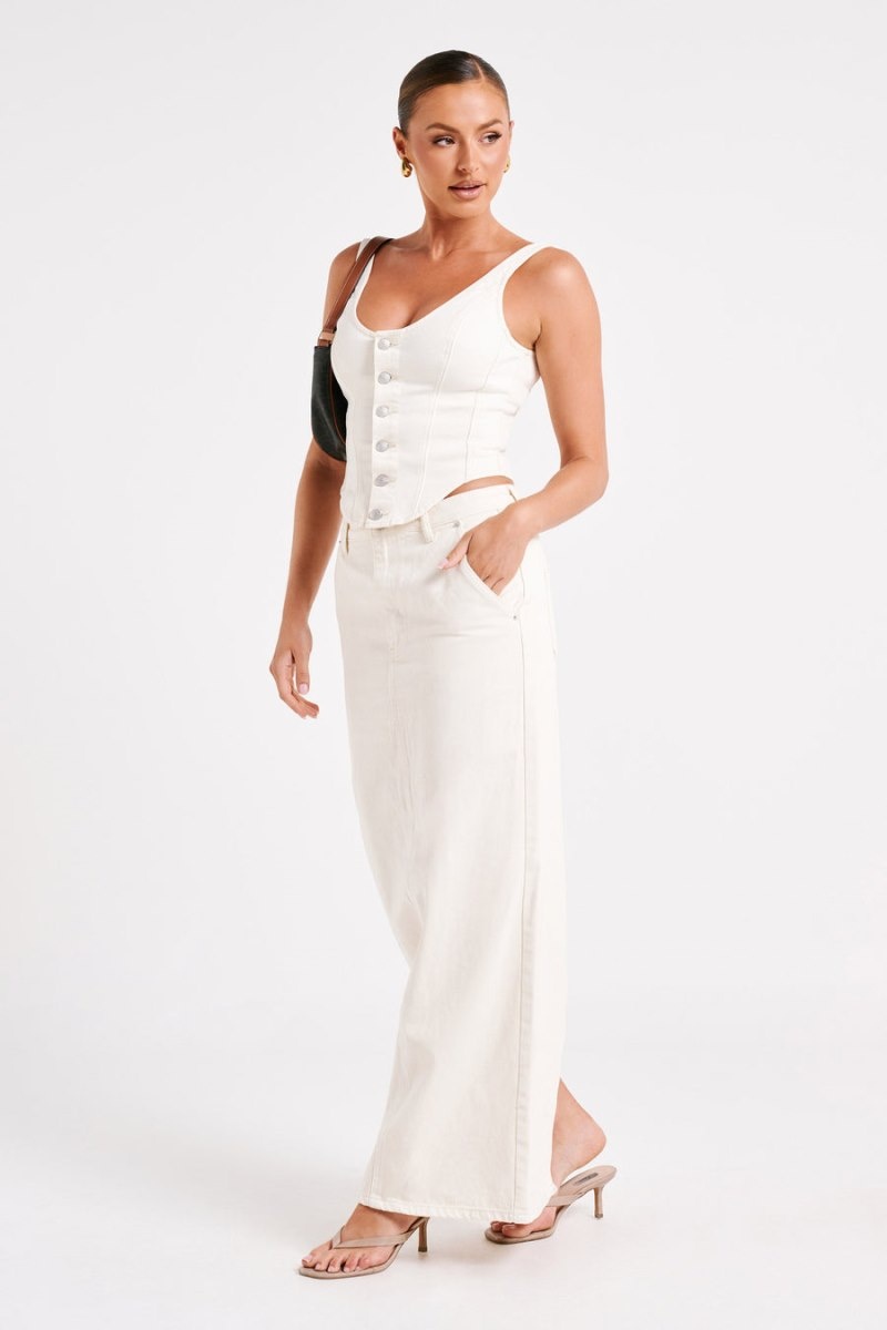 Women's Meshki Illona Denim Maxi Skirts White Australia | Y3P-9359