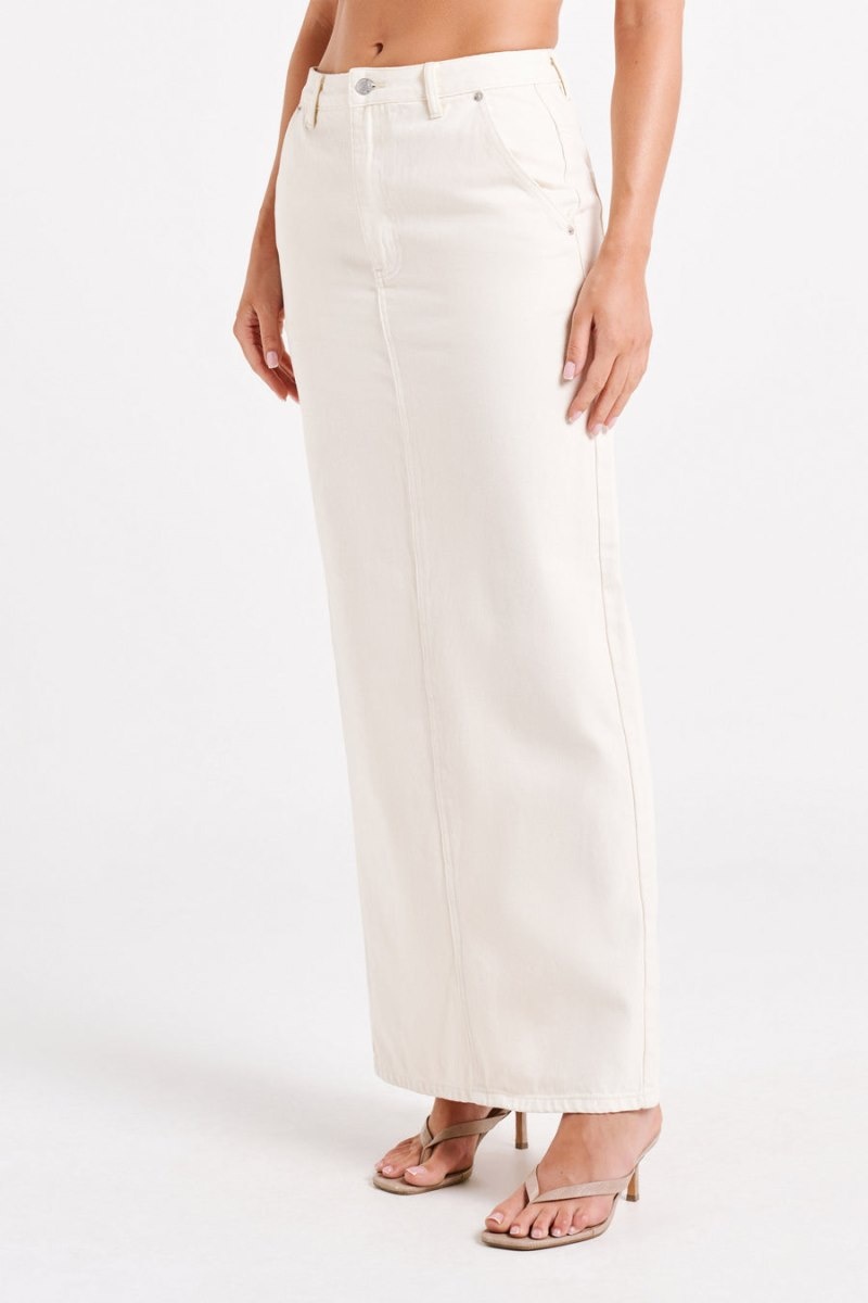 Women's Meshki Illona Denim Maxi Skirts White Australia | Y3P-9359