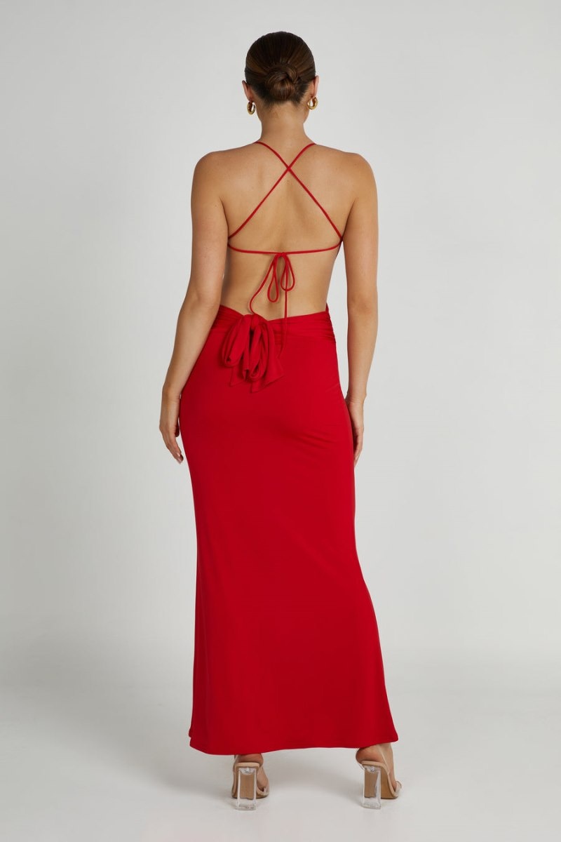 Women's Meshki Indiana Slinky Maxi Dress Red Australia | X4R-1396