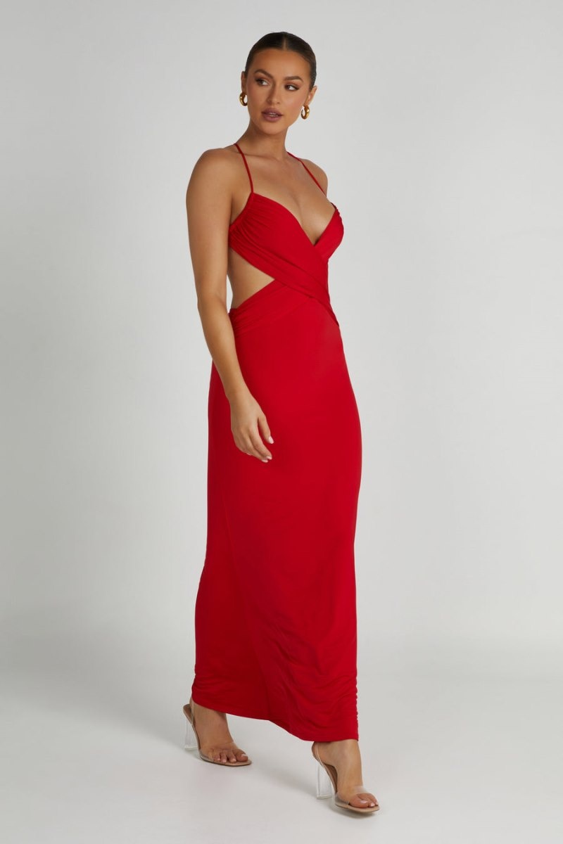 Women's Meshki Indiana Slinky Maxi Dress Red Australia | X4R-1396