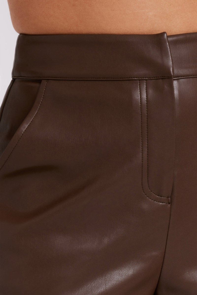 Women's Meshki Ingrid Faux Leather Shorts Dark Brown Australia | L6S-0131