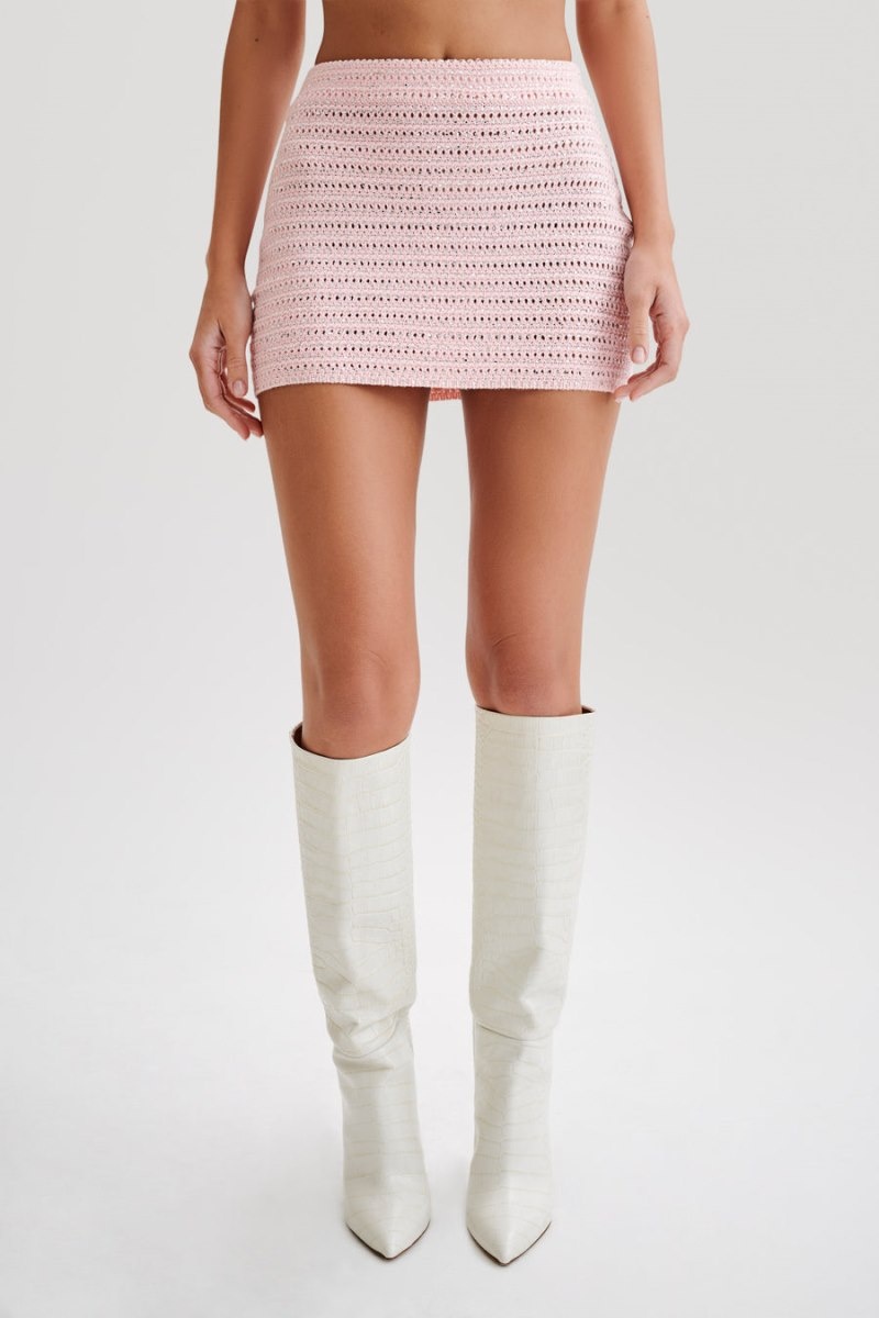 Women's Meshki Irie Embellished Knit Mini Skirts Pink Australia | A4M-9779