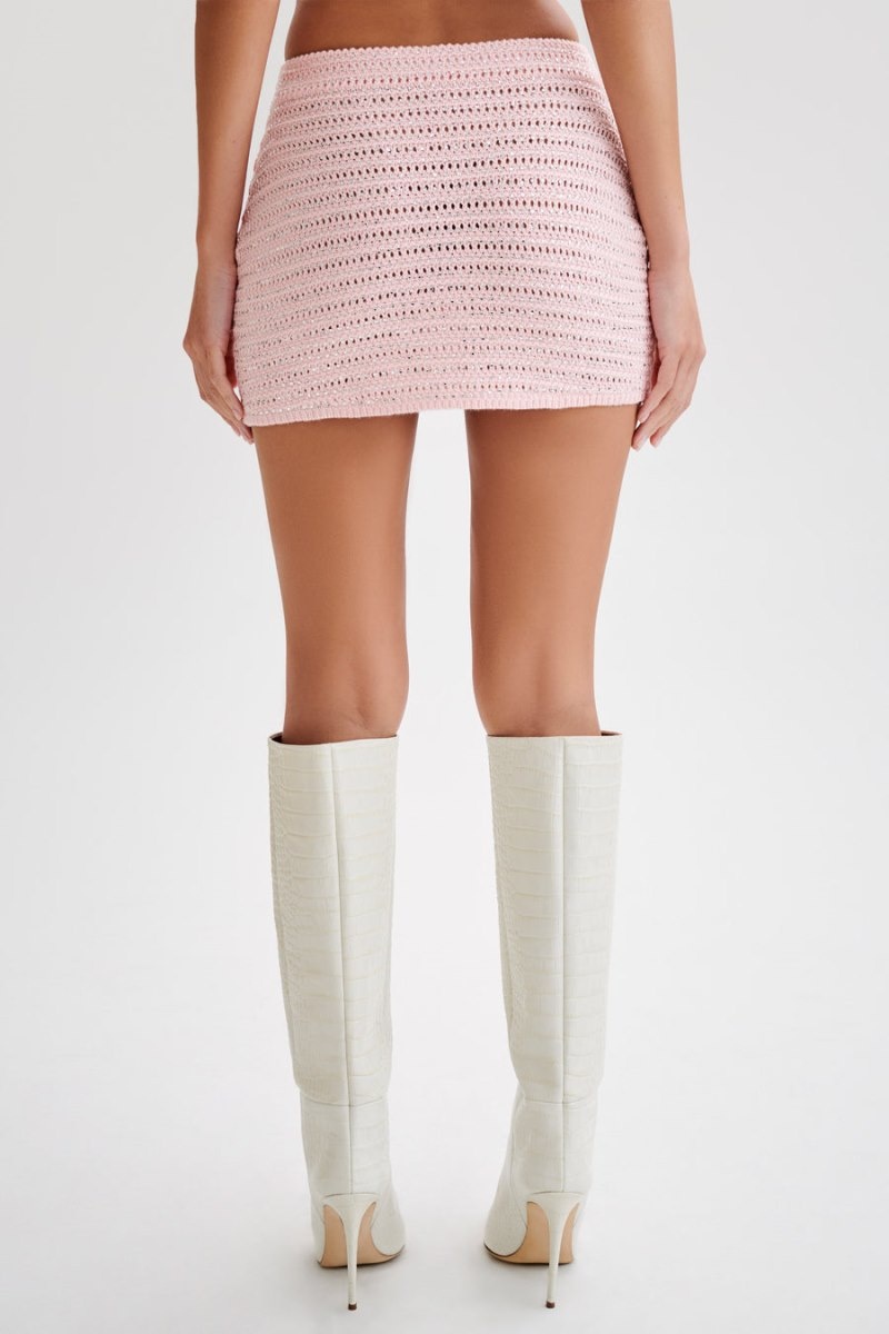 Women's Meshki Irie Embellished Knit Mini Skirts Pink Australia | A4M-9779