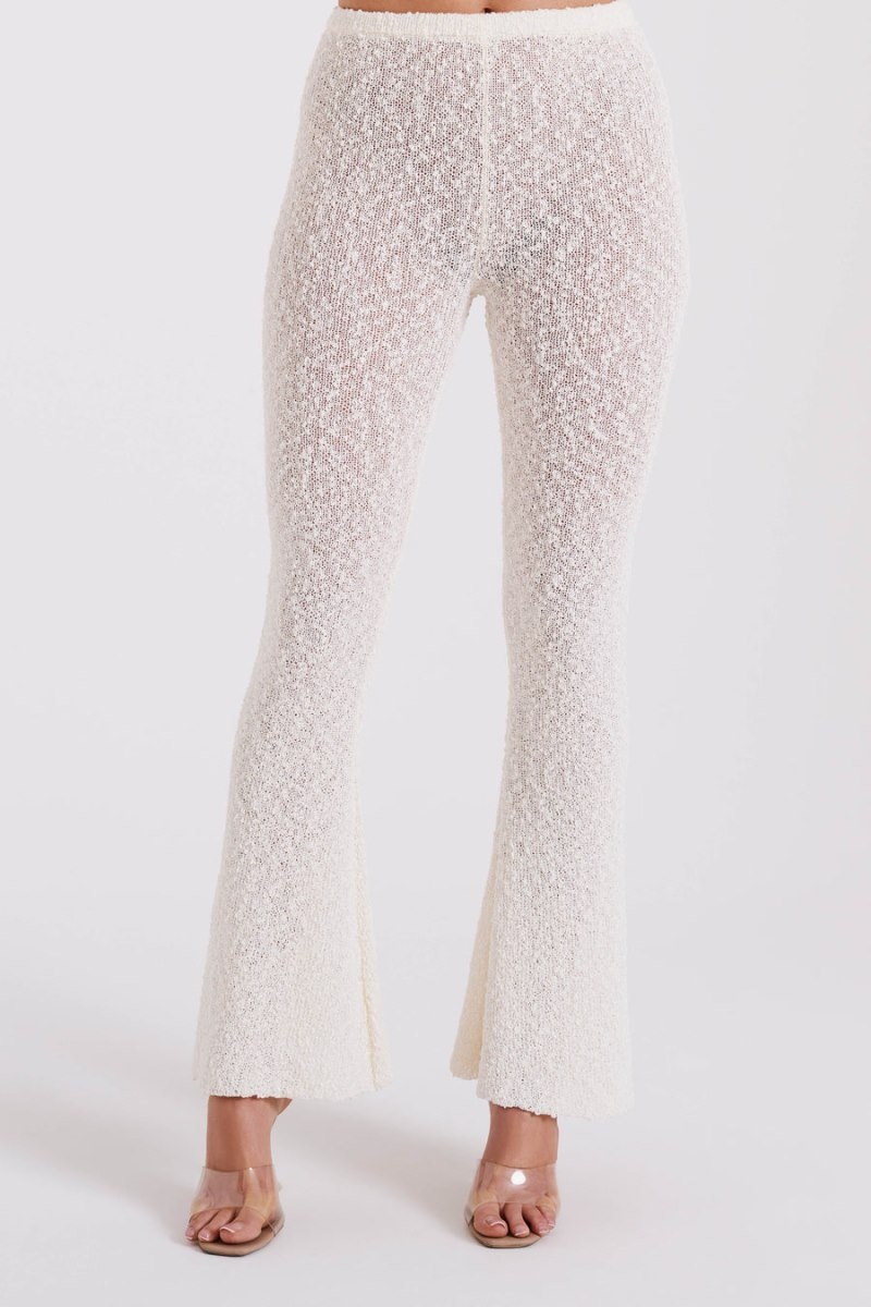 Women's Meshki Irma Flared Boucle Pants Cream Australia | S0U-8886