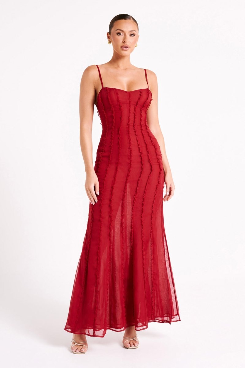 Women's Meshki Jacinta Chiffon Maxi Dress Red Australia | R8W-5161