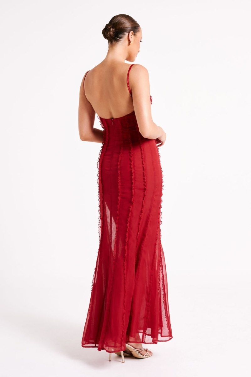 Women's Meshki Jacinta Chiffon Maxi Dress Red Australia | R8W-5161