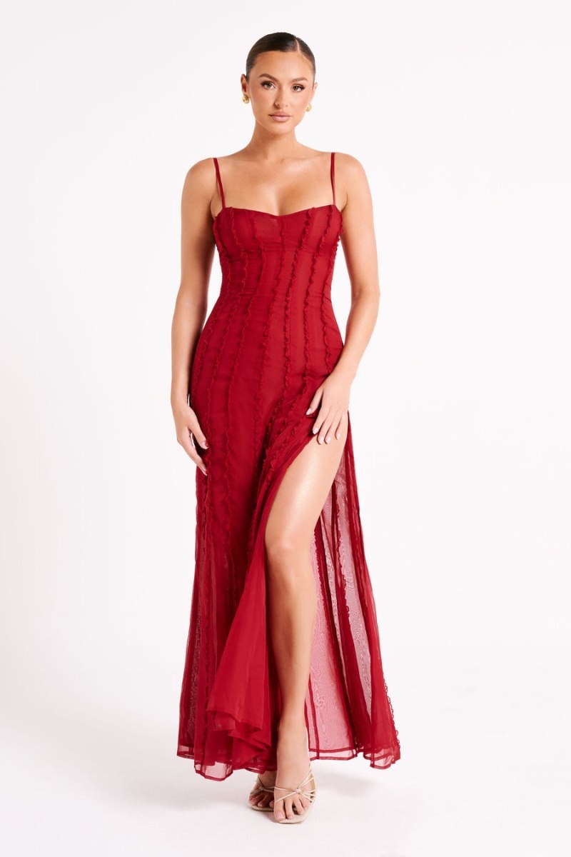 Women's Meshki Jacinta Chiffon Maxi Dress Red Australia | R8W-5161