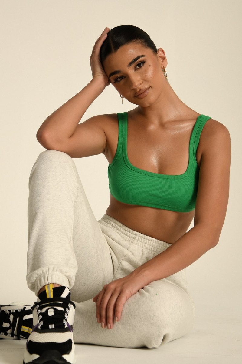 Women's Meshki Jackie Scoop Neck Crop Tops Green Australia | E4D-4428