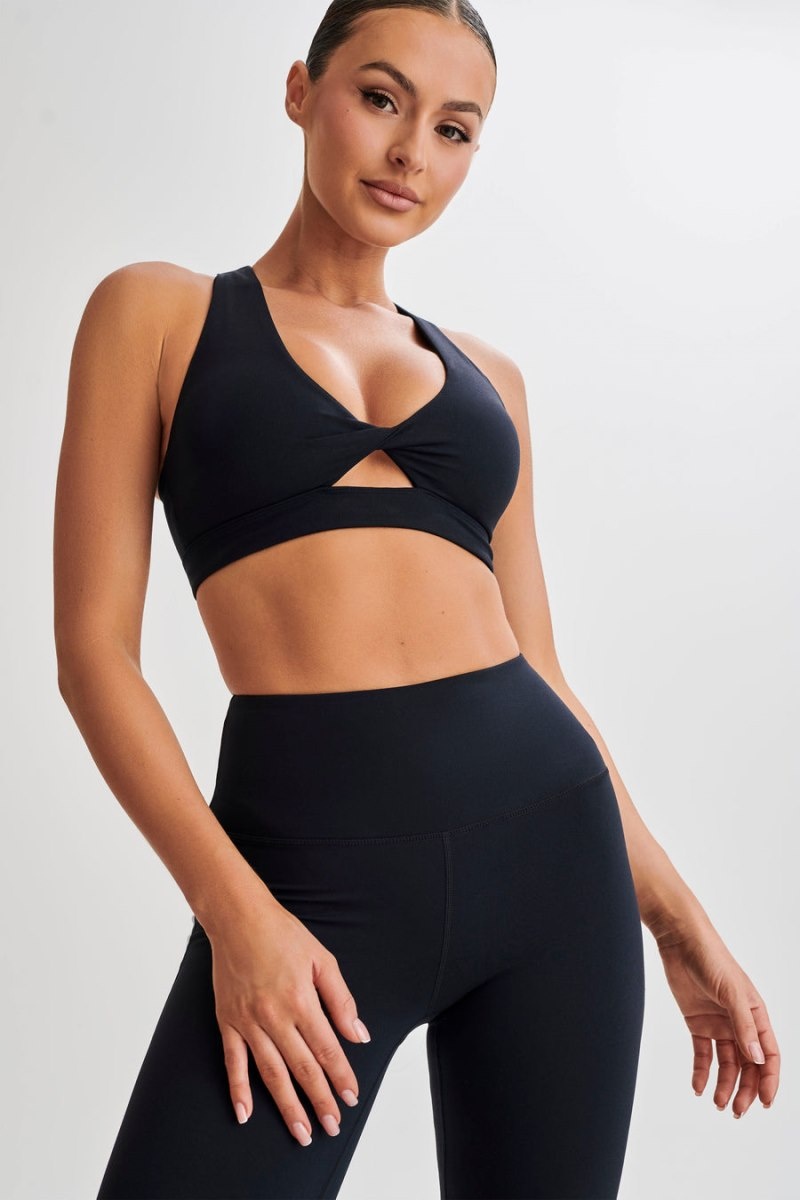 Women's Meshki Jackie Twist Crop Tops Black Australia | S9B-2652