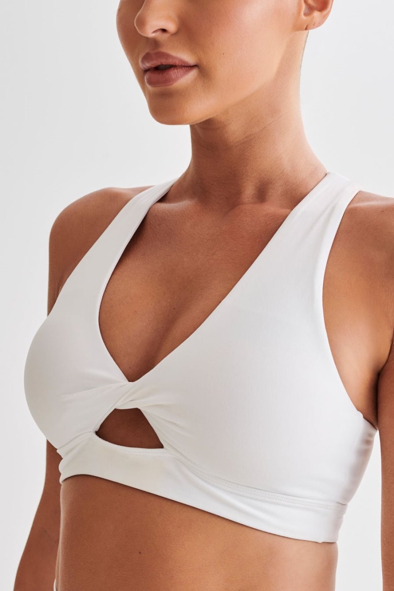 Women's Meshki Jackie Twist Crop Tops White Australia | H6E-2237