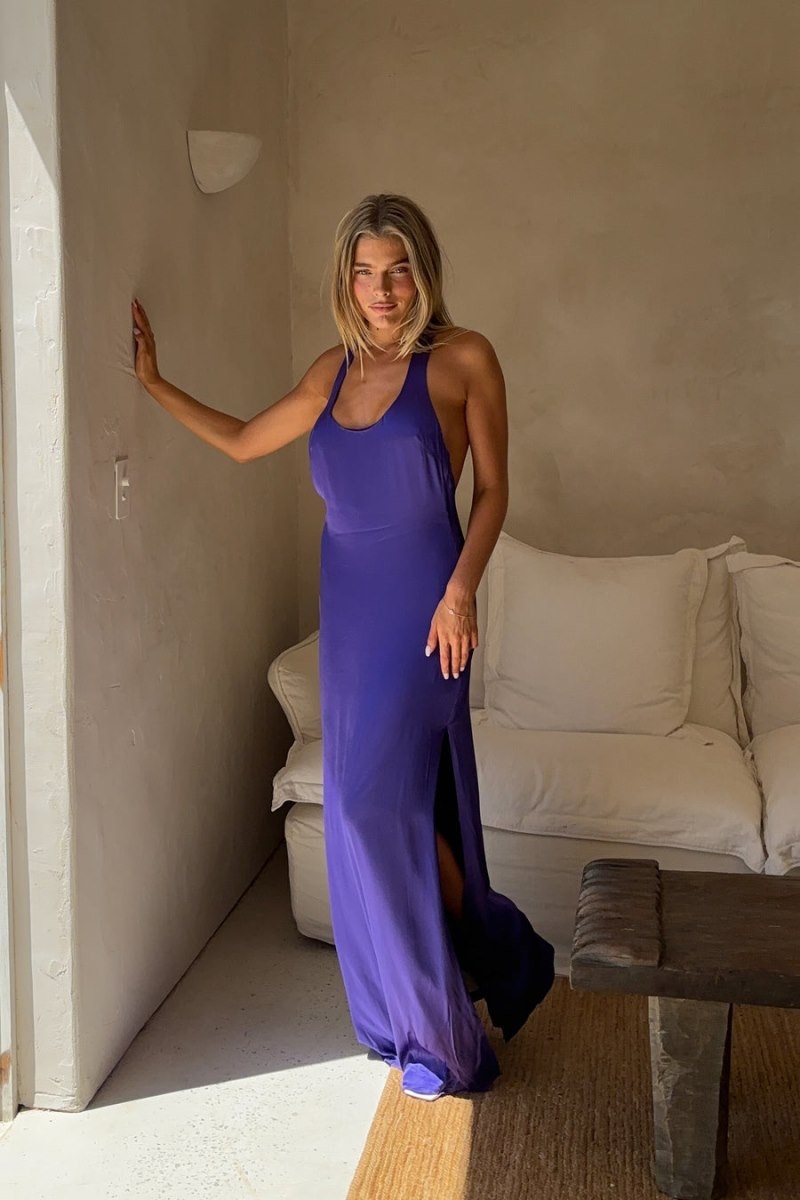 Women's Meshki Jacquelyn Racerback Maxi Dress Deep Purple Australia | H3Y-5512