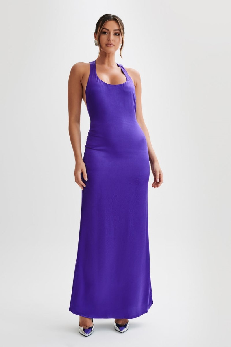 Women's Meshki Jacquelyn Racerback Maxi Dress Deep Purple Australia | H3Y-5512