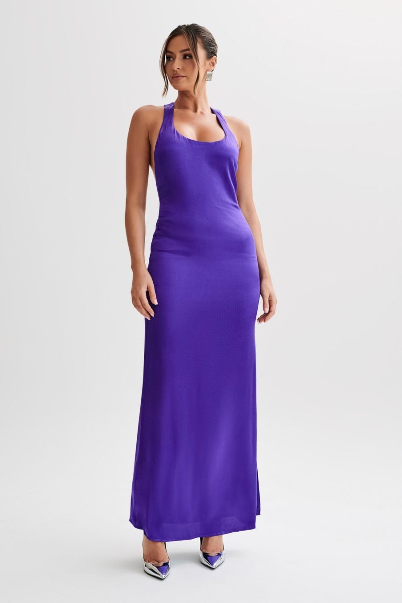 Women's Meshki Jacquelyn Racerback Maxi Dress Deep Purple Australia | H3Y-5512