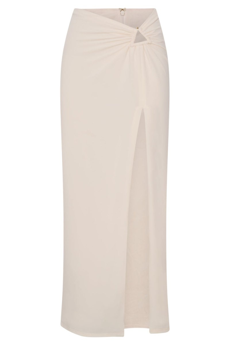 Women's Meshki Jacqui Side Split Maxi Skirts Cream Australia | R2W-9928