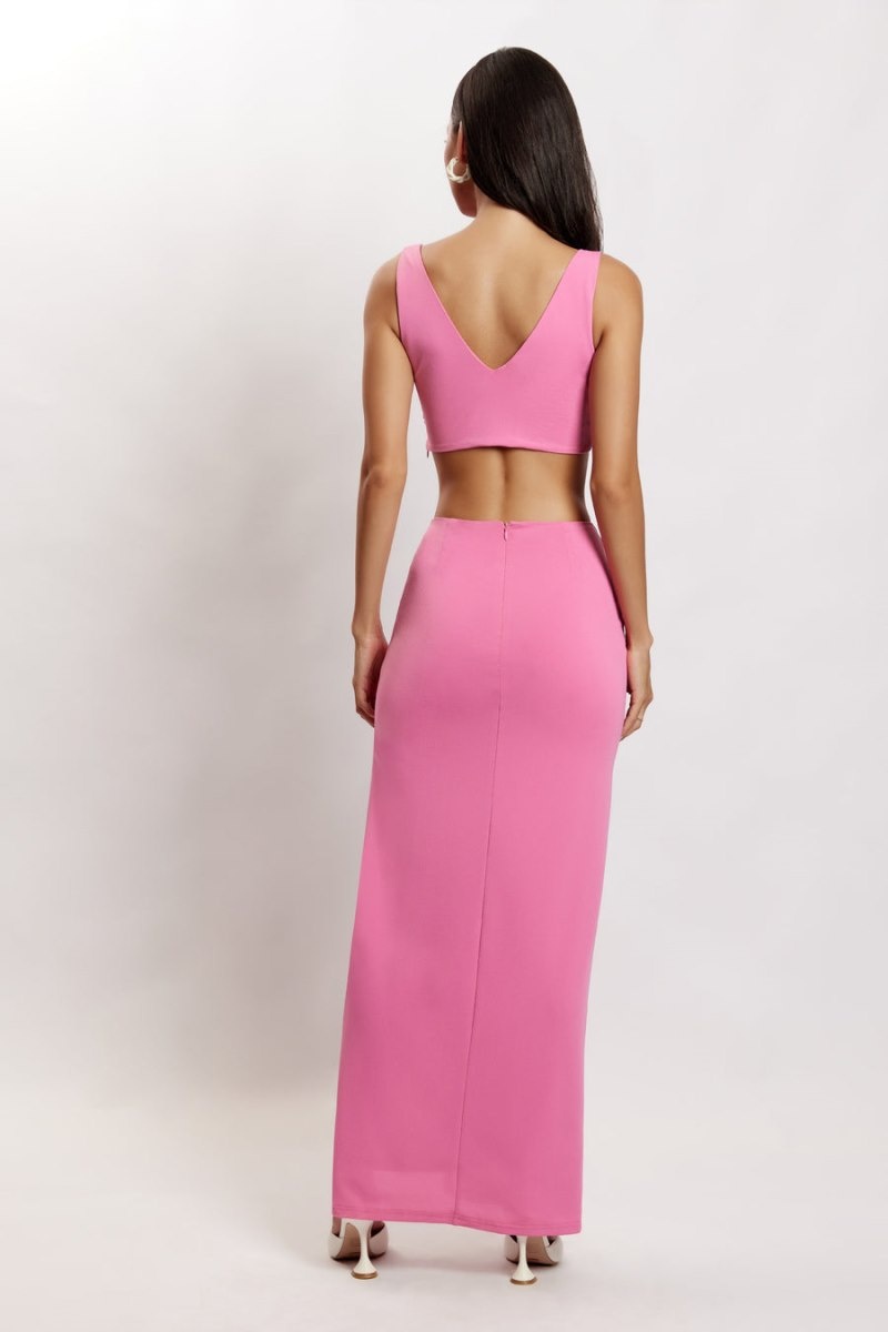 Women's Meshki Jacqui Side Split Maxi Skirts Pink Australia | A3E-6634