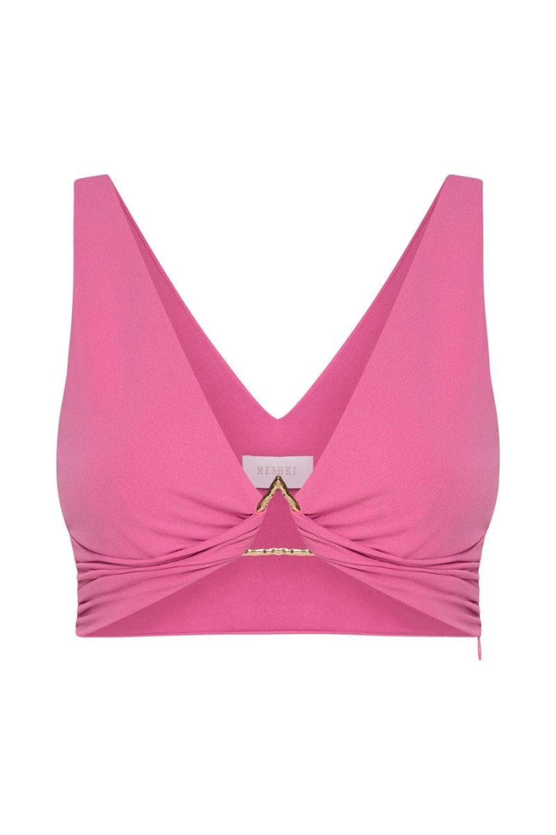 Women's Meshki Jacqui Triangle Hardware Crop Tops Pink Australia | L2S-3880