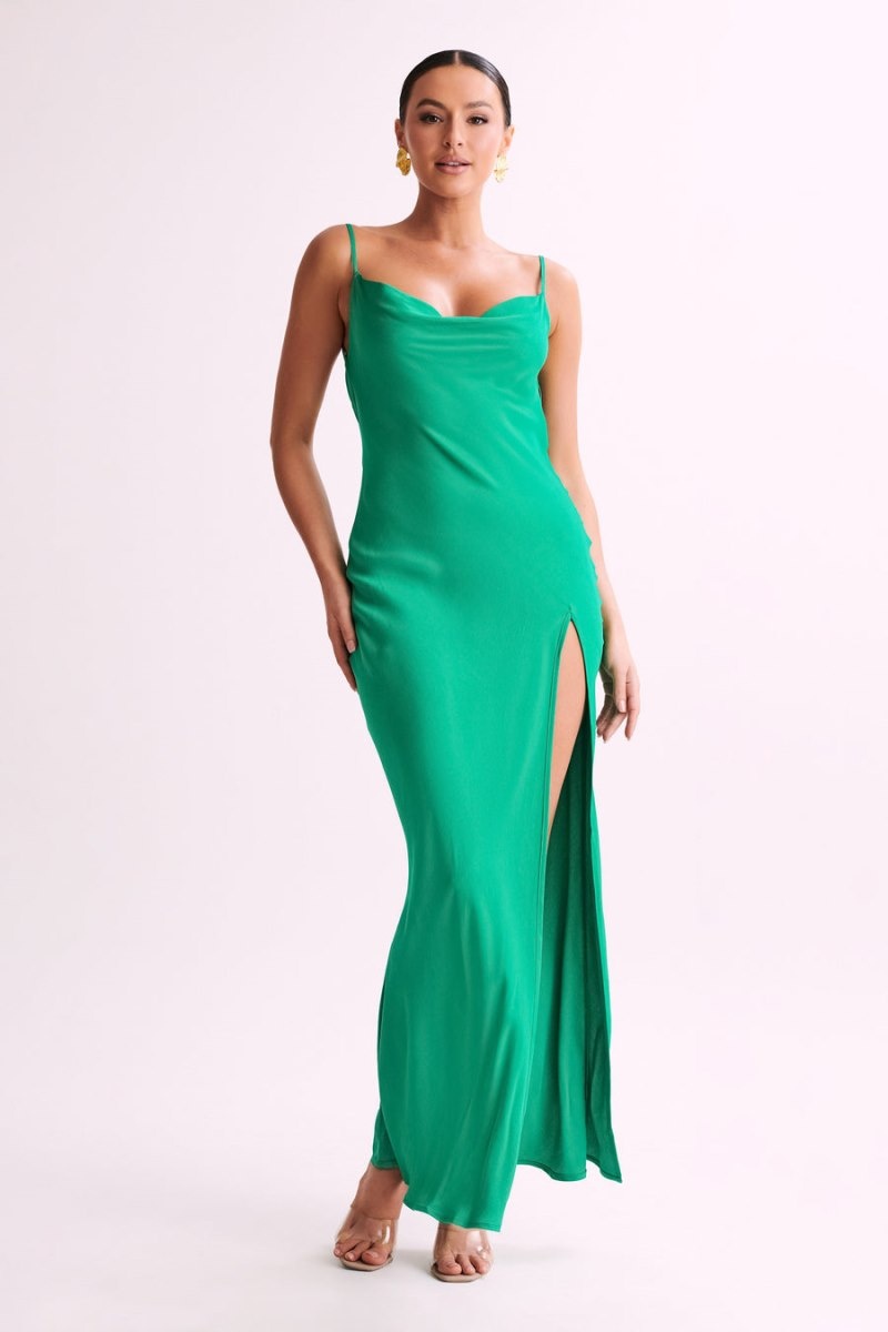 Women's Meshki Jade Cowl Neck Backless Maxi Dress Green Australia | Y6D-6376