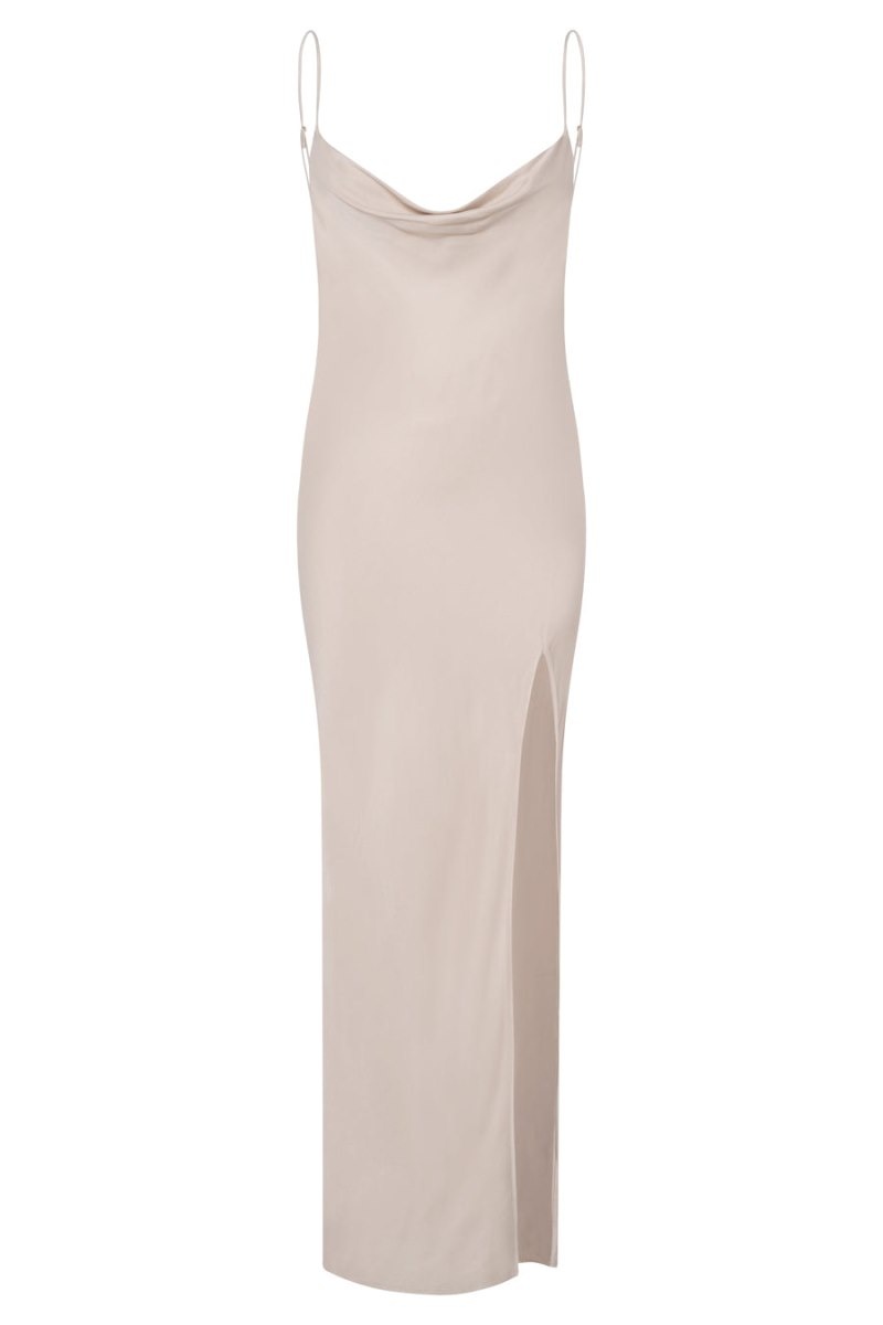 Women's Meshki Jade Cowl Neck Backless Maxi Dress Cream Australia | G9D-1037